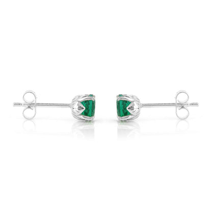 Glade Lab-Grown Emerald 5mm Stud Earrings - Sterling Silver Stud Earrings