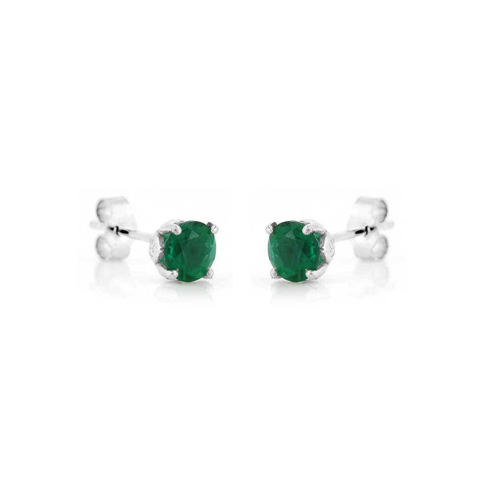 Glade Lab-Grown Emerald 5mm Stud Earrings - Sterling Silver Stud Earrings