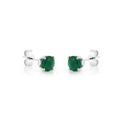 Glade Lab-Grown Emerald 5mm Stud Earrings - Sterling Silver Stud Earrings