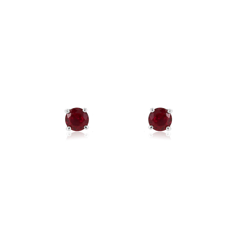 Glade Lab-Grown Ruby 4mm Stud Earrings - Sterling Silver Stud Earrings