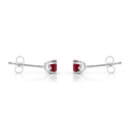 Glade Lab-Grown Ruby 4mm Stud Earrings - Sterling Silver Stud Earrings