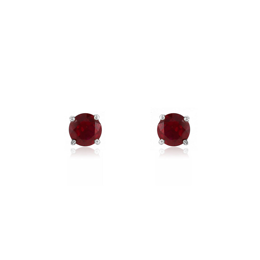 Glade Lab-Grown Ruby 5mm Stud Earrings - Sterling Silver Stud Earrings