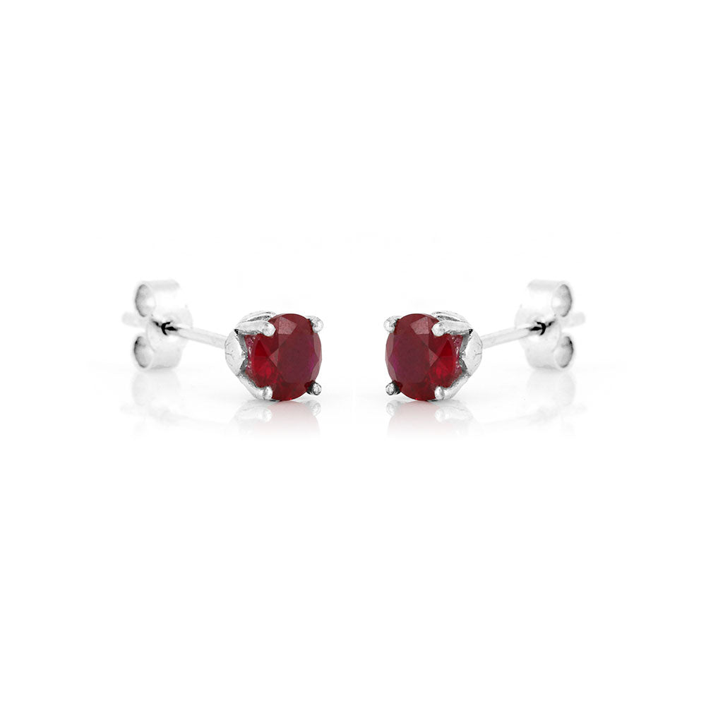 Glade Lab-Grown Ruby 5mm Stud Earrings - Sterling Silver Stud Earrings