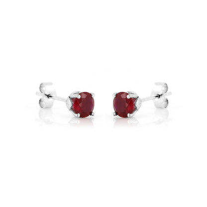 Glade Lab-Grown Ruby 5mm Stud Earrings - Sterling Silver Stud Earrings