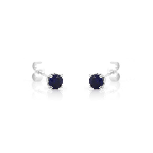 Glade Lab-Grown Sapphire 4mm Stud Earrings - Sterling Silver Stud Earrings