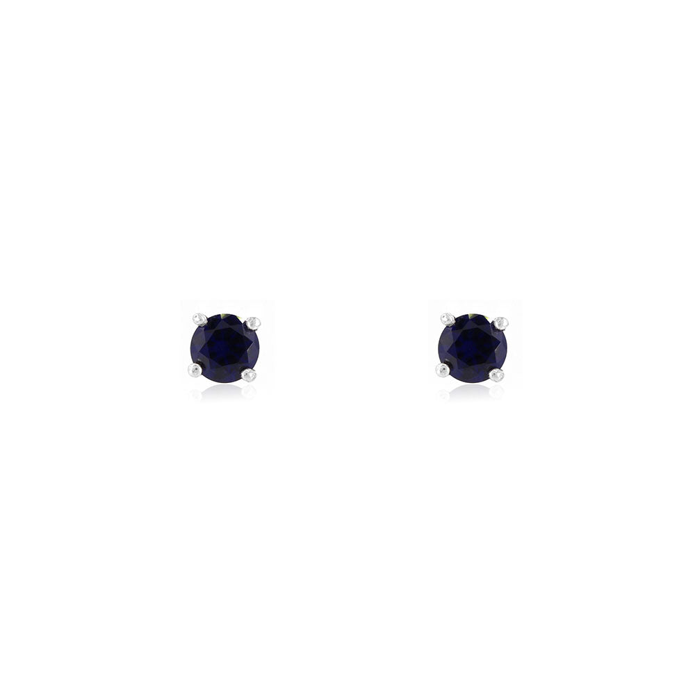 Glade Lab-Grown Sapphire 4mm Stud Earrings - Sterling Silver Stud Earrings