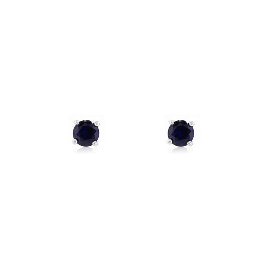 Glade Lab-Grown Sapphire 4mm Stud Earrings - Sterling Silver Stud Earrings