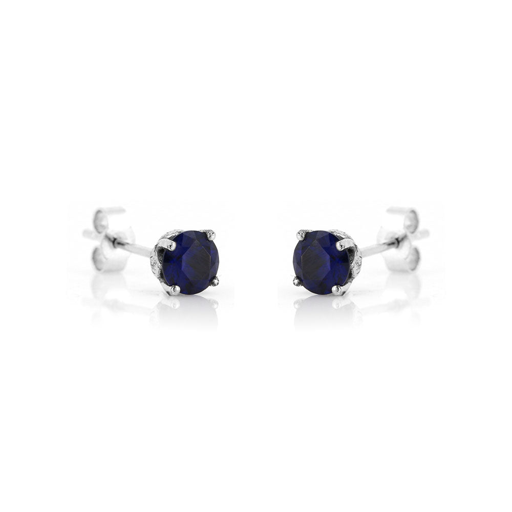 Glade Lab-Grown Sapphire 5mm Stud Earrings - Sterling Silver Stud Earrings