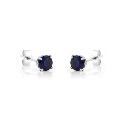 Glade Lab-Grown Sapphire 5mm Stud Earrings - Sterling Silver Stud Earrings