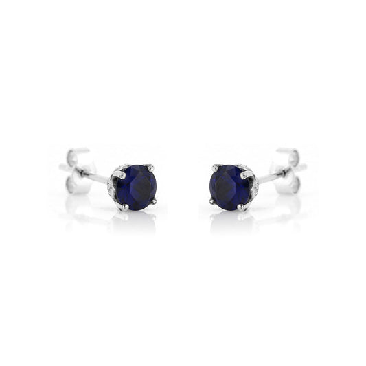 Glade Lab-Grown Sapphire 5mm Stud Earrings - Sterling Silver Stud Earrings