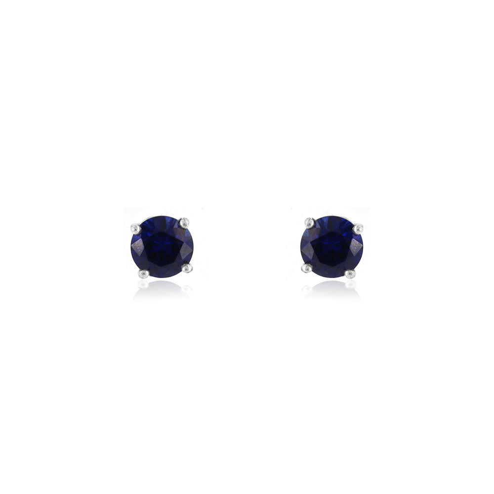 Glade Lab-Grown Sapphire 5mm Stud Earrings - Sterling Silver Stud Earrings