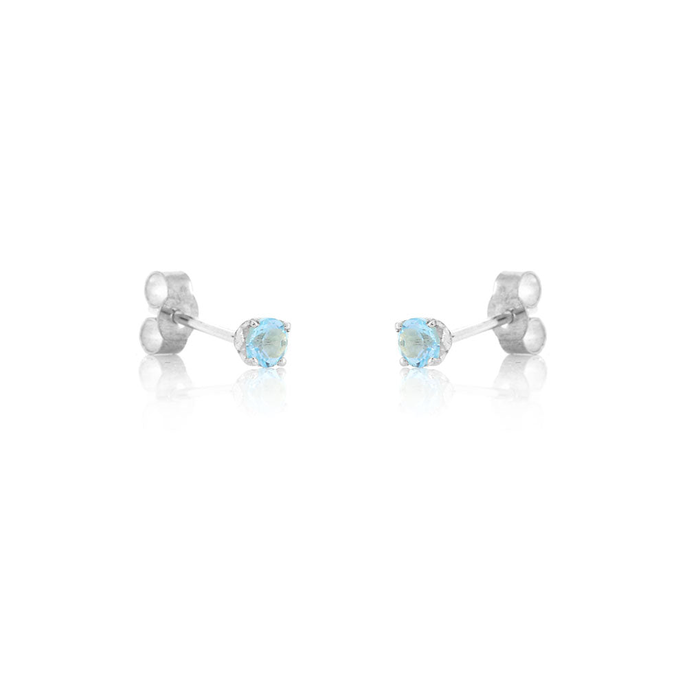 Glade Swiss Blue Topaz 3mm Stud Earrings - Sterling Silver Stud Earrings