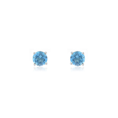 Glade Swiss Blue Topaz 5mm Stud Earrings - Sterling Silver Stud Earrings