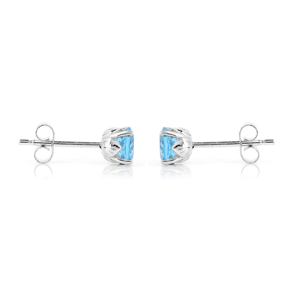 Glade Swiss Blue Topaz 5mm Stud Earrings - Sterling Silver Stud Earrings