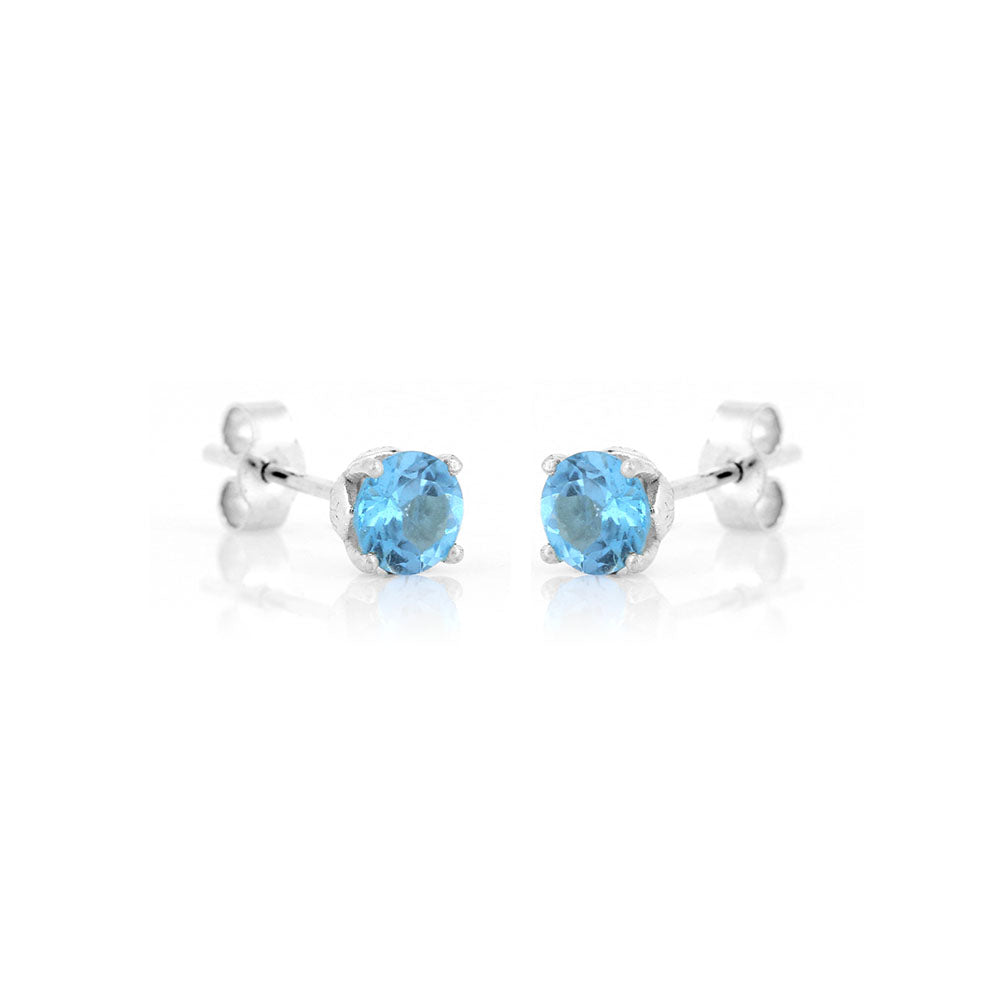 Glade Swiss Blue Topaz 5mm Stud Earrings - Sterling Silver Stud Earrings