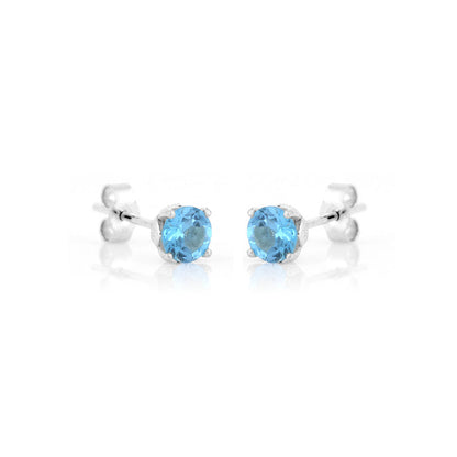 Glade Swiss Blue Topaz 5mm Stud Earrings - Sterling Silver Stud Earrings