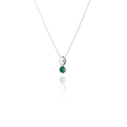 Glade Lab-Grown Emerald 4mm Necklace - Sterling Silver Necklace