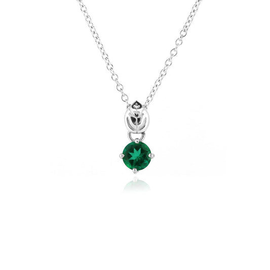 Glade Lab-Grown Emerald 5mm Necklace - Sterling Silver Necklace
