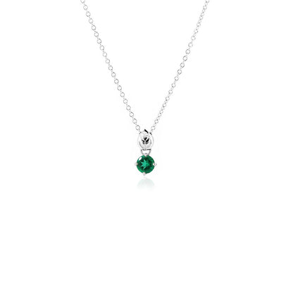Glade Lab-Grown Emerald 5mm Necklace - Sterling Silver Necklace