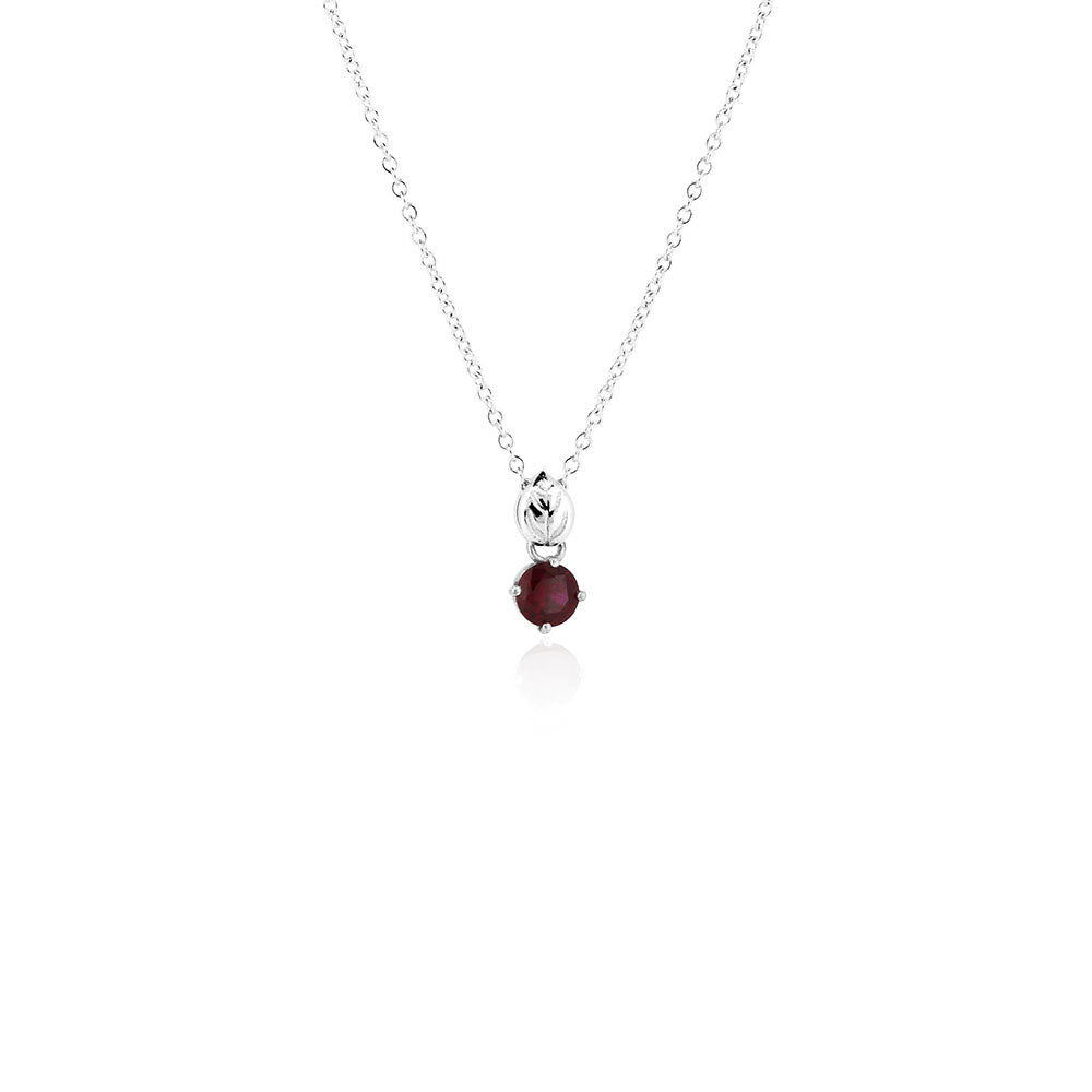 Glade Lab-Grown Ruby 5mm Necklace - Sterling Silver Necklace