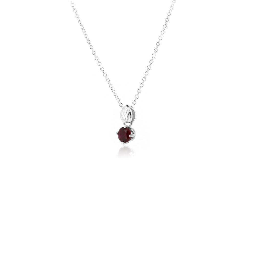 Glade Lab-Grown Ruby 5mm Necklace - Sterling Silver Necklace
