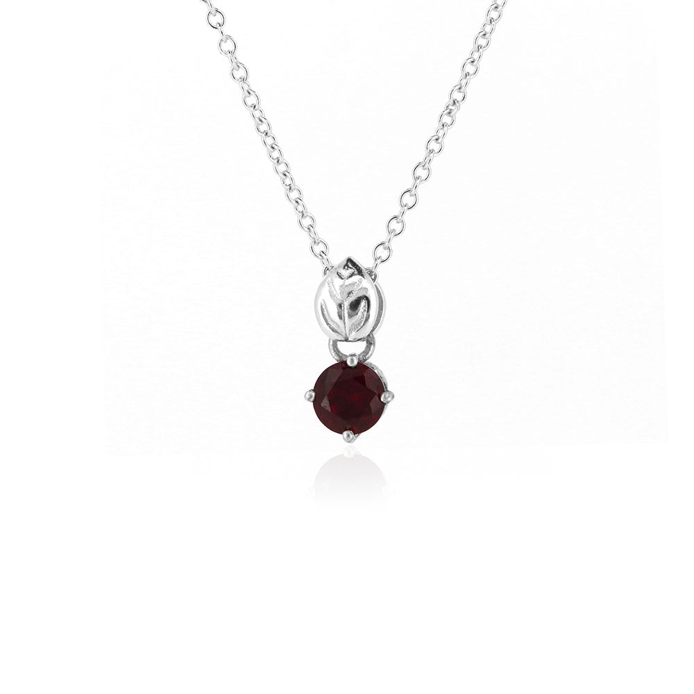 Glade Lab-Grown Ruby 5mm Necklace - Sterling Silver Necklace