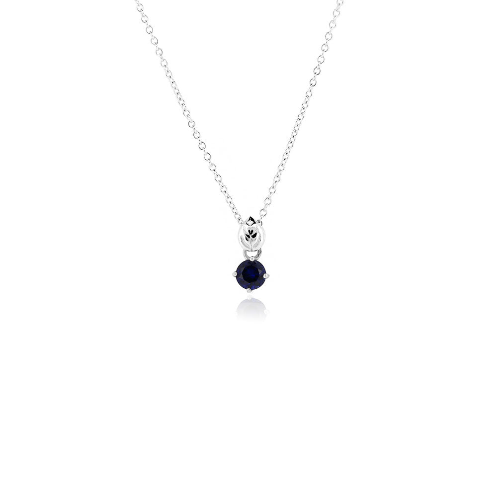 Glade Lab-Grown Sapphire 5mm Necklace - Sterling Silver Necklace