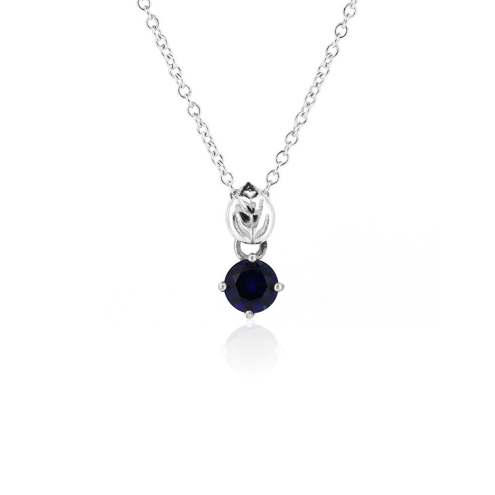 Glade Lab-Grown Sapphire 5mm Necklace - Sterling Silver Necklace