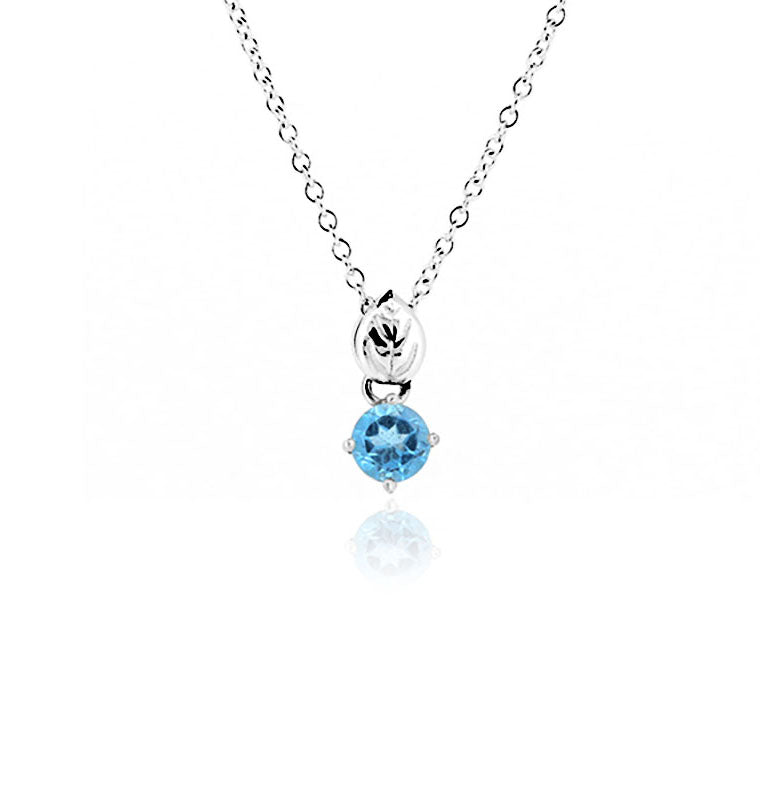 Glade Swiss Blue Topaz 5mm Necklace - Sterling Silver Necklace