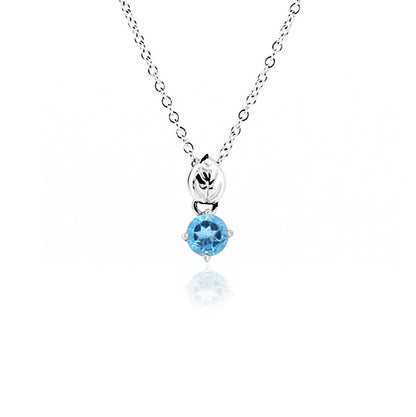 Glade Swiss Blue Topaz 5mm Necklace - Sterling Silver Necklace
