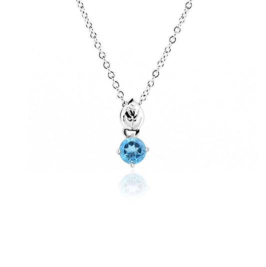 Glade Swiss Blue Topaz 5mm Necklace - Sterling Silver Necklace