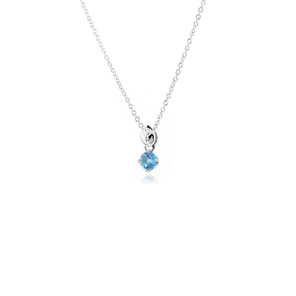 Glade Swiss Blue Topaz 5mm Necklace - Sterling Silver Necklace