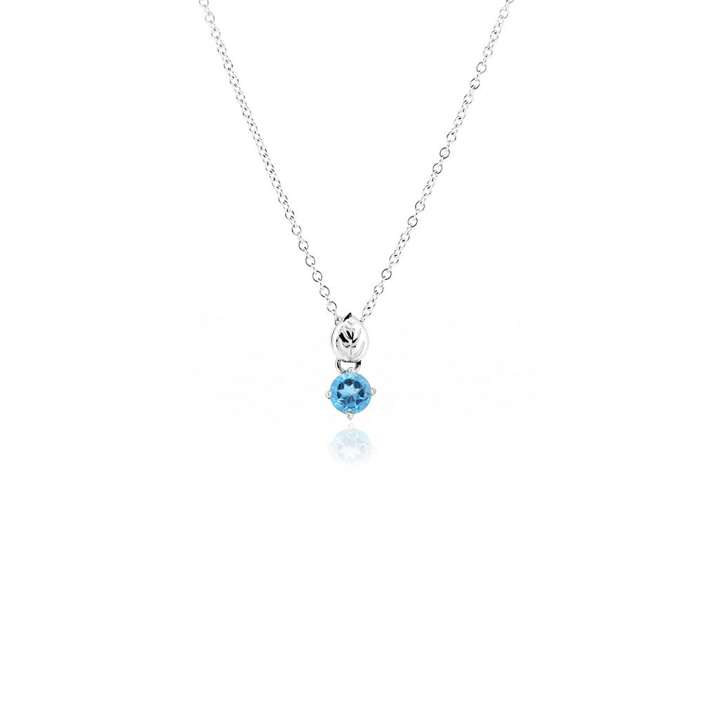 Glade Swiss Blue Topaz 5mm Necklace - Sterling Silver Necklace