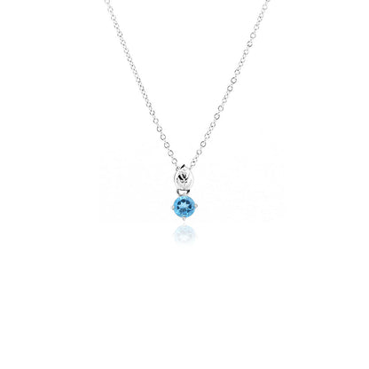 Glade Swiss Blue Topaz 5mm Necklace - Sterling Silver Necklace