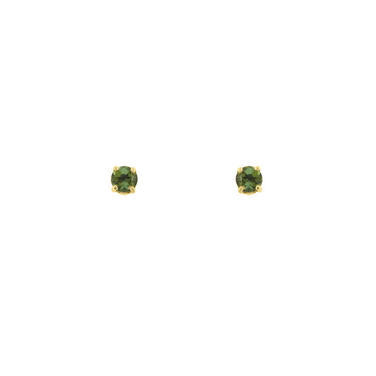 Glade Green Tourmaline 3mm Stud Earrings - 9ct Yellow Gold Stud Earrings