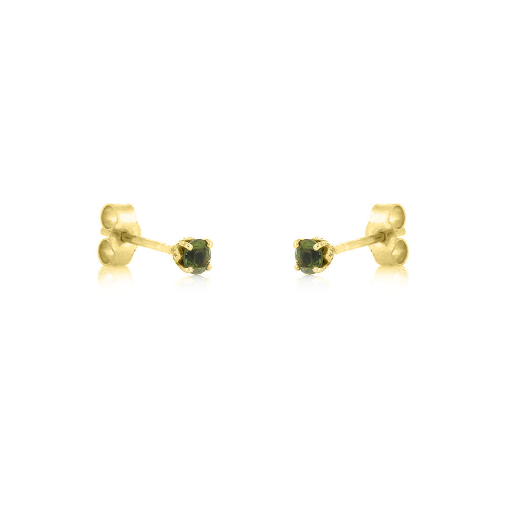 Glade Green Tourmaline 3mm Stud Earrings - 9ct Yellow Gold Stud Earrings