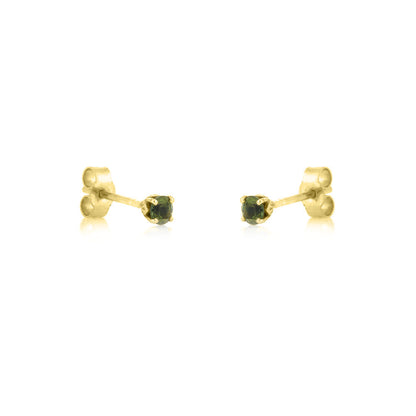 Glade Green Tourmaline 3mm Stud Earrings - 9ct Yellow Gold Stud Earrings