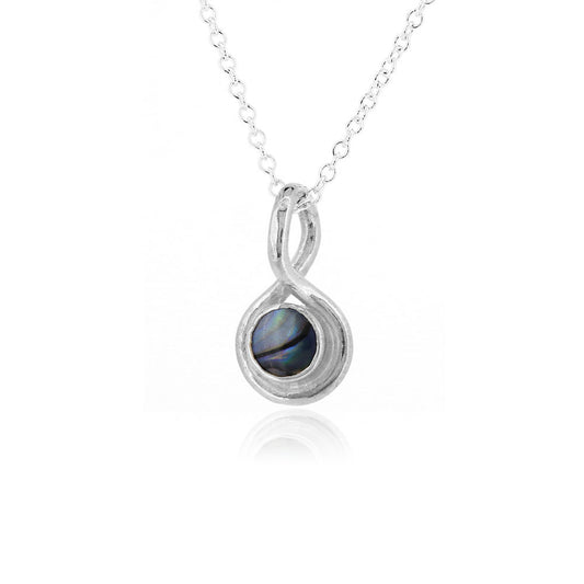 Infinity Abalone Gemstone Necklace - Sterling Silver Necklace