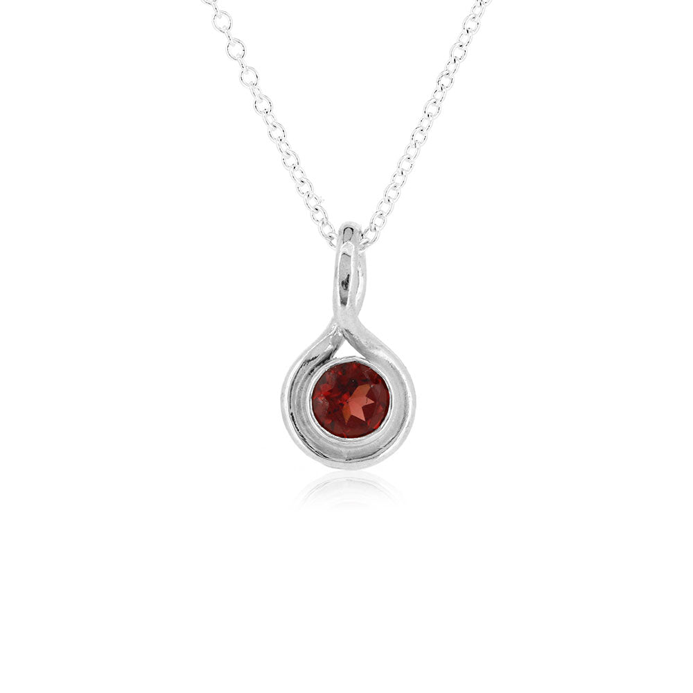 Infinity Garnet Gemstone Necklace - Sterling Silver Necklace