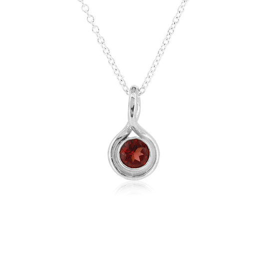 Infinity Garnet Gemstone Necklace - Sterling Silver Necklace