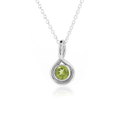 Infinity Peridot Gemstone Necklace - Sterling Silver Necklace
