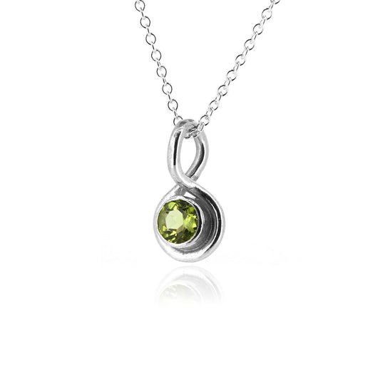 Infinity Peridot Gemstone Necklace - Sterling Silver Necklace