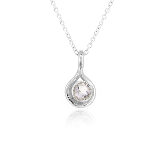 Infinity Rock Crystal Gemstone Necklace - Sterling Silver Necklace