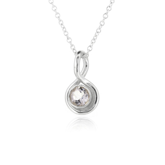 Infinity Rock Crystal Gemstone Necklace - Sterling Silver Necklace