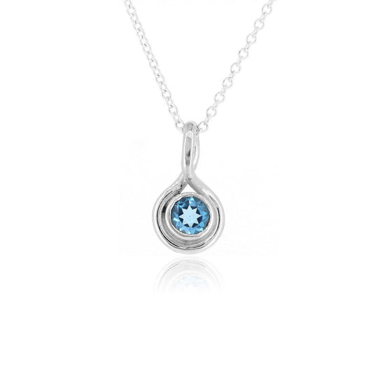 Infinity Swiss Blue Topaz Gemstone Necklace - Sterling Silver Necklace