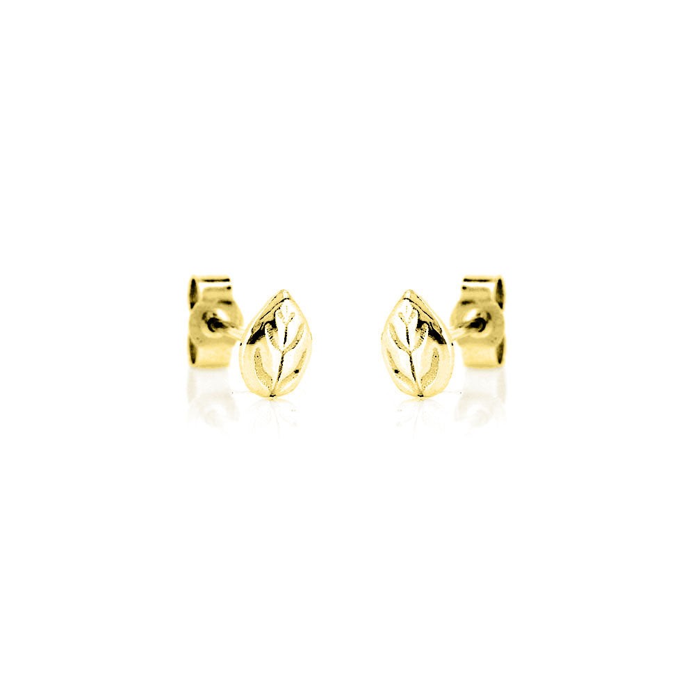 Glade Leaf Stud Earrings - Yellow Gold Vermeil Stud Earrings