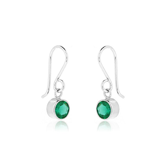 Celeste Lab-Grown Emerald Drop Earrings - Sterling Silver Drop Earrings