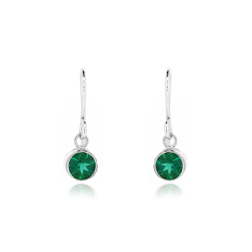 Celeste Lab-Grown Emerald Drop Earrings - Sterling Silver Drop Earrings