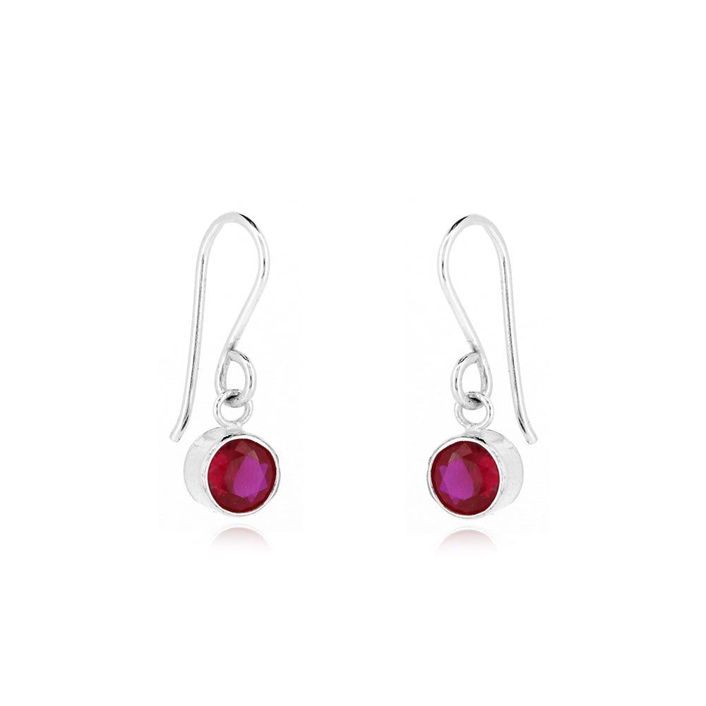 Celeste Lab-Grown Ruby Drop Earrings - Sterling Silver Drop Earrings