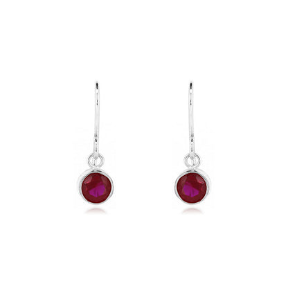 Celeste Lab-Grown Ruby Drop Earrings - Sterling Silver Drop Earrings
